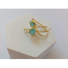 Παιδικά Σκουλαρίκια Χρυσά με Σμάλτο - Καρδιά χρώματος Aqua  (KID162)